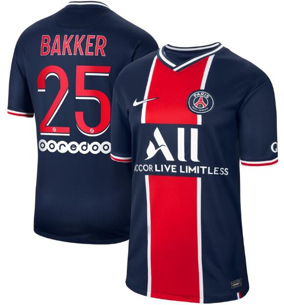 PSG Home Kit Soccer Jersey Bakker 25 2020/21